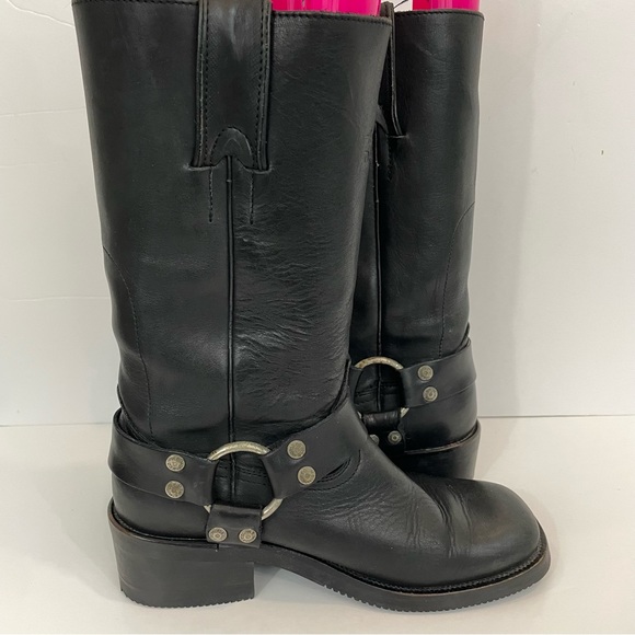 Harley Davidson Riding Boots Women’s 6.5 Black Genuine Leather Moto Biker Strap - Picture 10 of 16